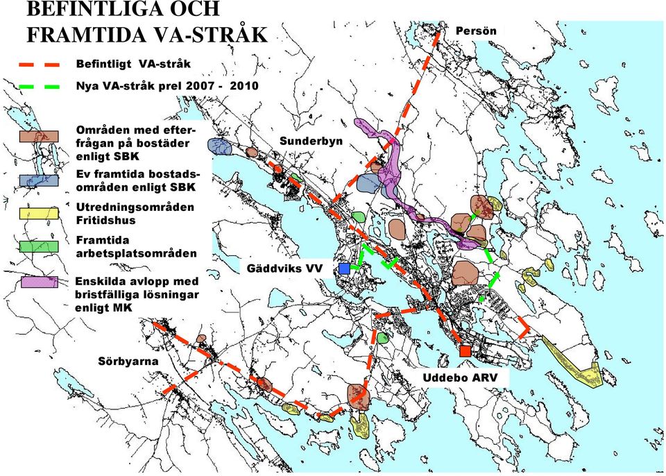 framtida bostadsområden enligt SBK Utredningsområden Fritidshus Framtida arbetsplatsområden