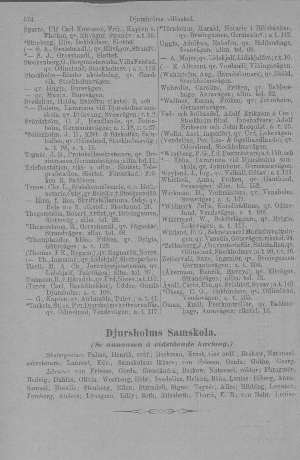 Lid k' If Lid kj 11. t.10 Stockenberg,O.,Borgmästarenka,VillaFristad, -., ajor,qv. 1 s Ja, 1. S.a,.sv.,r:.. qv. Odinslund, Stockholmsv.; a.t, 112. (-. Albrson], qv. Verdandl, Vlkingavagen.