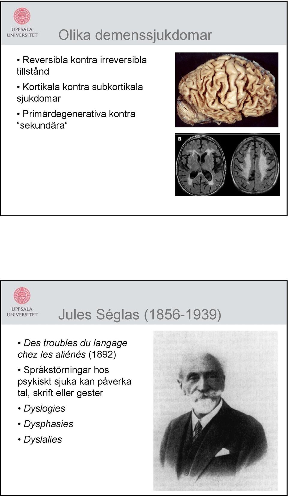 (1856-1939) Des troubles du langage chez les aliénés (1892) Språkstörningar