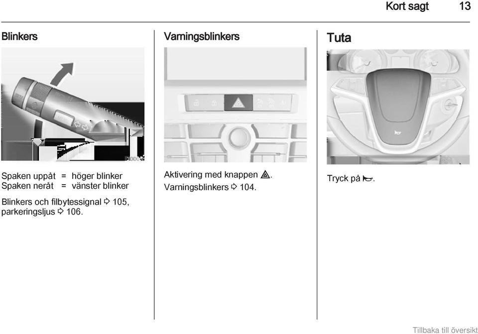 Blinkers och filbytessignal 3 105, parkeringsljus 3