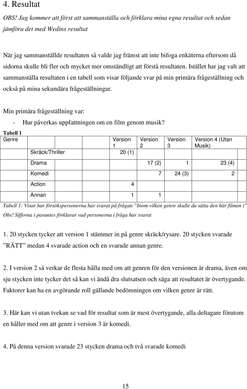 då sidorna skulle bli fler och mycket mer omständligt att förstå resultaten.