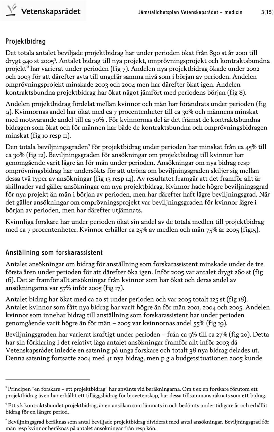 Andelen nya projektbidrag ökade under 2002 och 2003 för att därefter avta till ungefär samma nivå som i början av perioden.