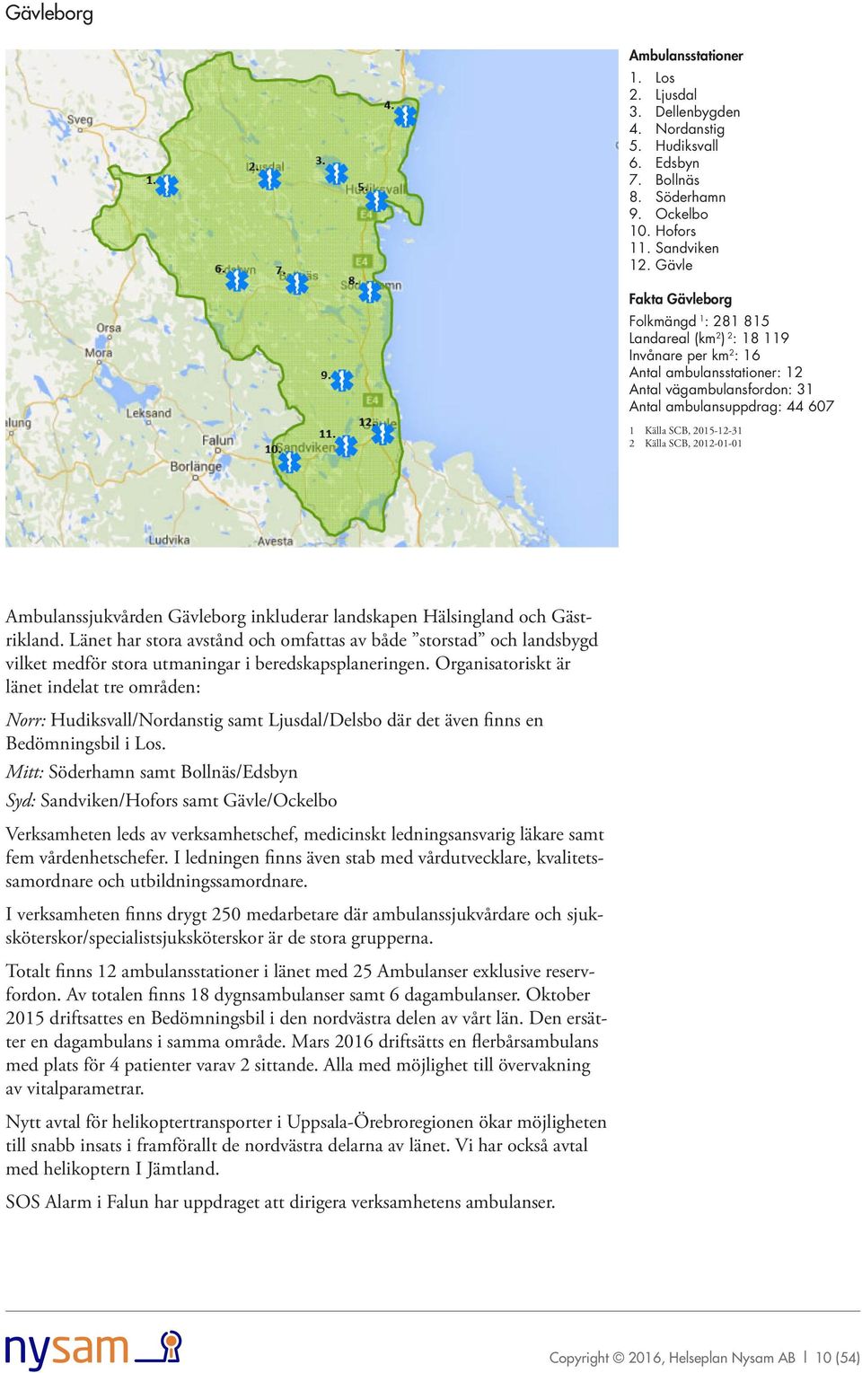 Källa SCB, 2012-01-01 Ambulanssjukvården inkluderar landskapen Hälsingland och Gästrikland.