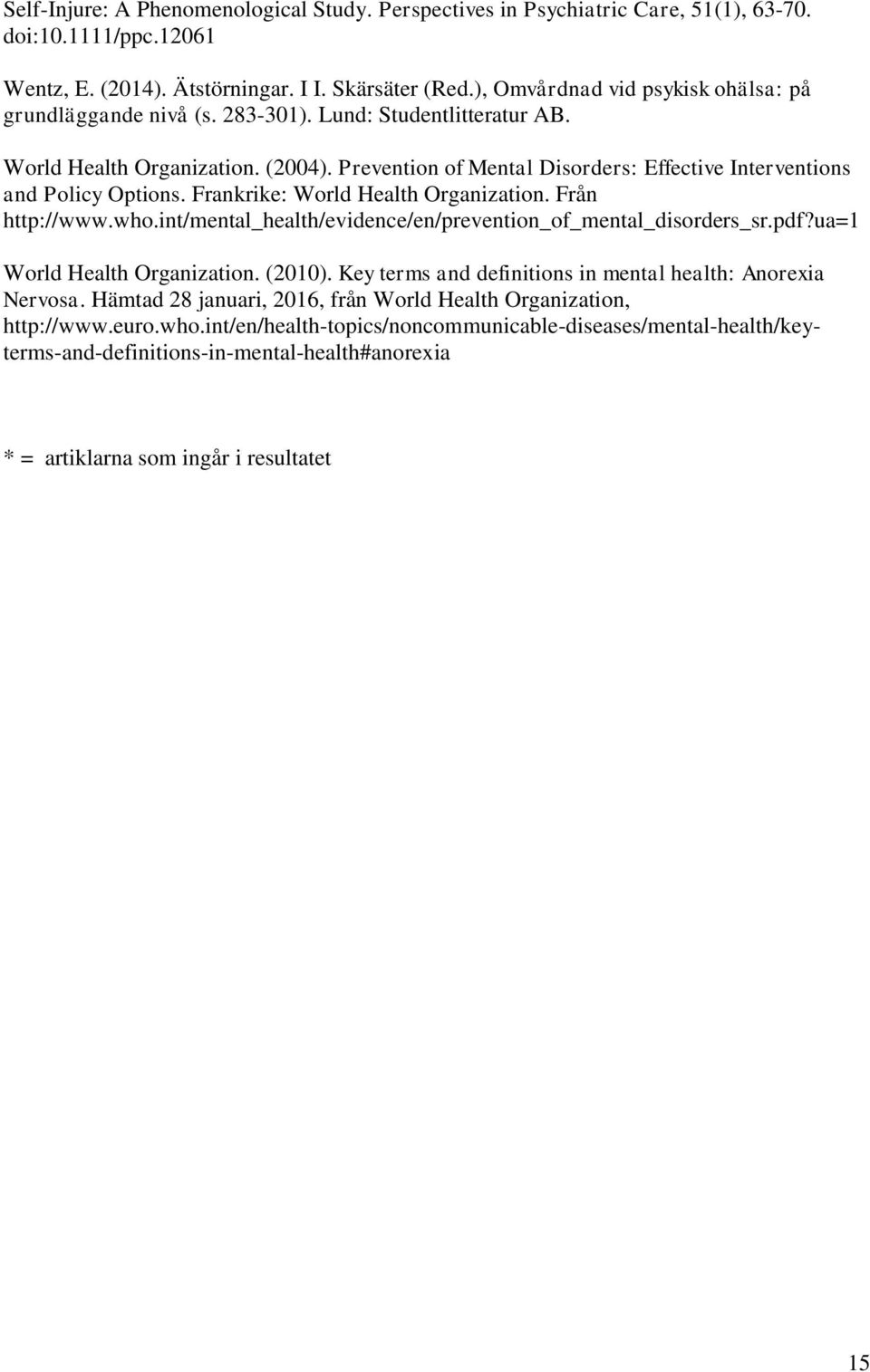 Prevention of Mental Disorders: Effective Interventions and Policy Options. Frankrike: World Health Organization. Från http://www.who.int/mental_health/evidence/en/prevention_of_mental_disorders_sr.