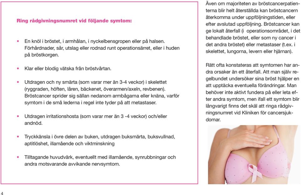 Utdragen och ny smärta (som varar mer än 3-4 veckor) i skelettet (ryggraden, höften, låren, bäckenet, överarmen/axeln, revbenen).