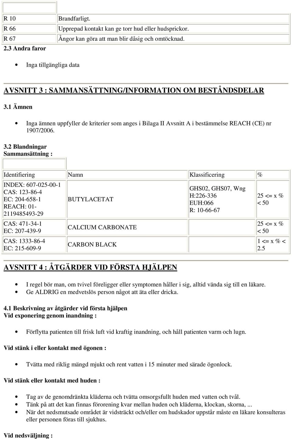 : SAMMANSÄTTNING/INFORMATION OM BESTÅNDSDELAR 3.