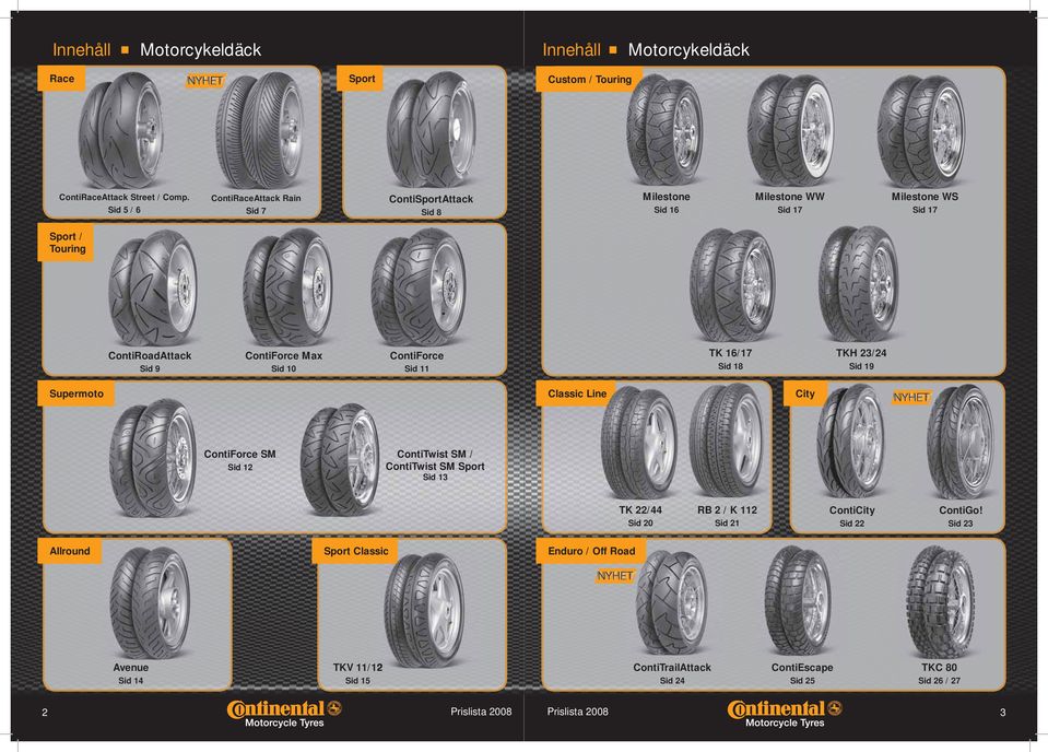 ContiForce Max Sid 10 ContiForce Sid 11 TK 16/17 Sid 18 TKH 23/24 Sid 19 Supermoto Classic Line City NYHET ContiForce SM Sid 12 ContiTwist SM / ContiTwist SM