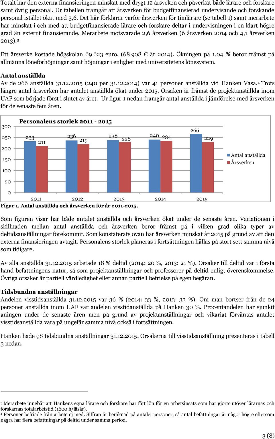 Det här förklarar varför årsverken för timlärare (se tabell 1) samt merarbete har minskat i och med att budgetfinansierade lärare och forskare deltar i undervisningen i en klart högre grad än externt