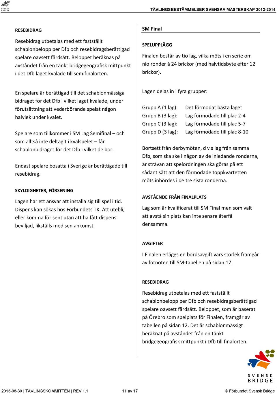 SM Final SPELUPPLÄGG Finalen består av tio lag, vilka möts i en serie om nio ronder à 24 brickor (med halvtidsbyte efter 12 brickor).