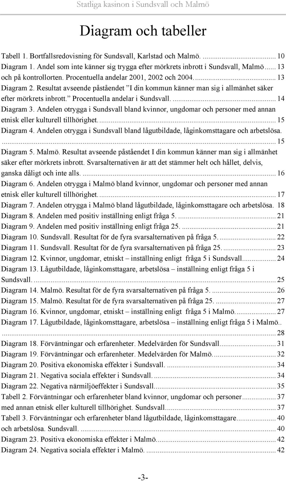 Procentuella andelar i Sundsvall.... 14 Diagram 3. Andelen otrygga i Sundsvall bland kvinnor, ungdomar och personer med annan etnisk eller kulturell tillhörighet... 15 Diagram 4.