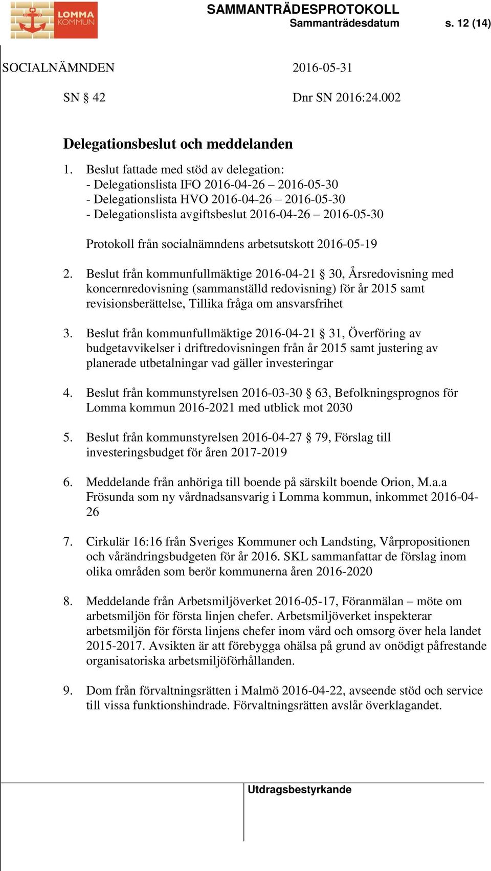 socialnämndens arbetsutskott 2016-05-19 2.