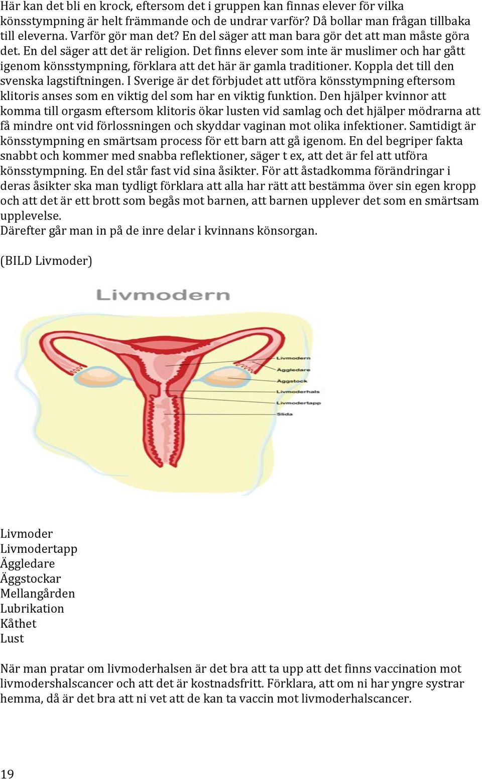 koppladettillden svenskalagstiftningen.isverigeärdetförbjudetattutförakönsstympningeftersom klitorisansessomenviktigdelsomharenviktigfunktion.