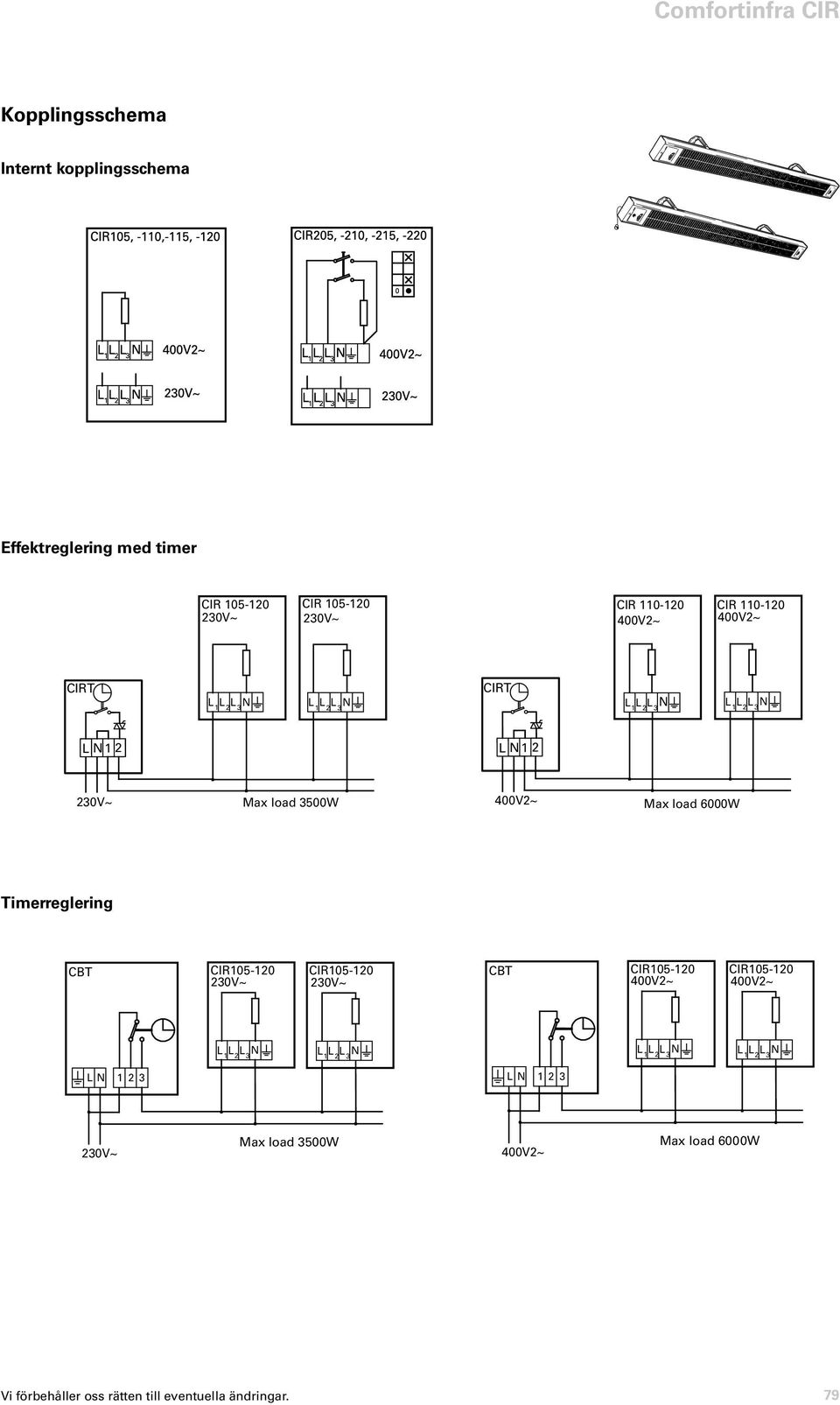 2 L L Max 2 3 load 6000W L Timerreglering CIR 110-120 CIR 110-120 L 1 2 L L Max 2 3