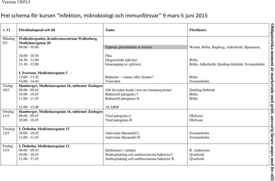 Ivarsson, Medicinaregatan 3 13.00-13.45 14.00-14.45 Hamberger, Medicinaregatan 16, mittemot Zoologen 09.00-09.45 11.00-11.45 12.00-15.00 Hamberger, Medicinaregatan 16, mittemot Zoologen 09.00-09.45 I.