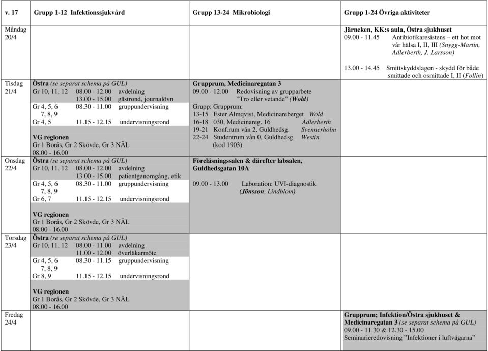 15 undervisningsrond Gr 1 Borås, Gr 2 Skövde, Gr 3 NÄL Gr 10, 11, 12 08.00-12.00 avdelning Gr 4, 5, 6 08.30-11.00 gruppundervisning 7, 8, 9 Gr 6, 7 11.15-12.