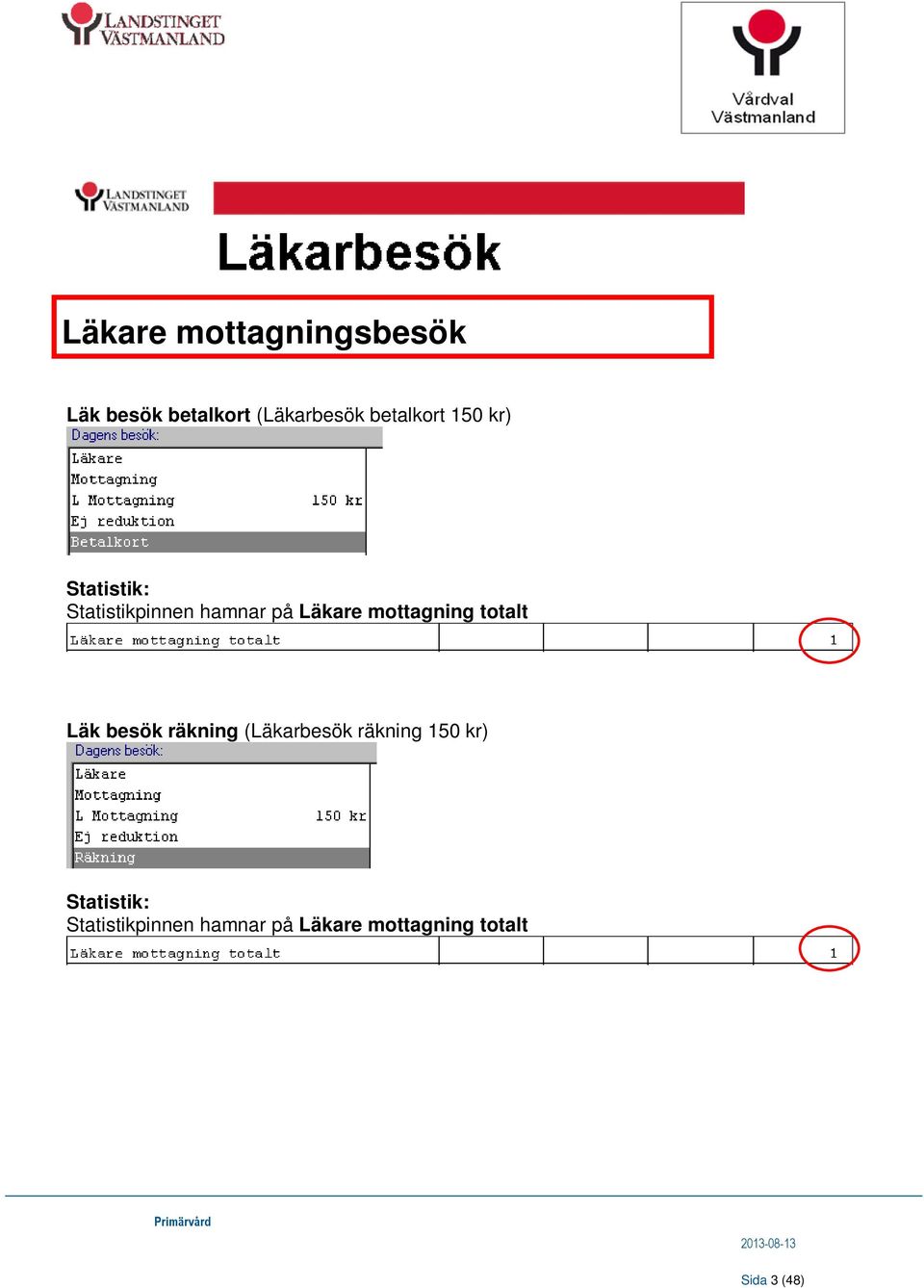 mottagning totalt Läk besök räkning (Läkarbesök räkning