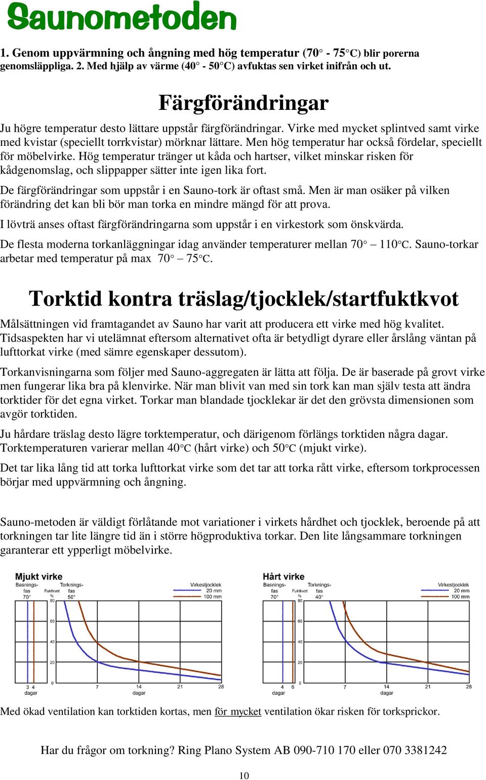 Men hög temperatur har också fördelar, speciellt för möbelvirke. Hög temperatur tränger ut kåda och hartser, vilket minskar risken för kådgenomslag, och slippapper sätter inte igen lika fort.