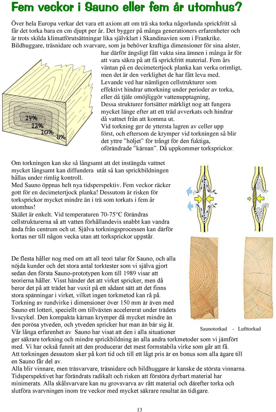 Bildhuggare, träsnidare och svarvare, som ju behöver kraftiga dimensioner för sina alster, har därför ängsligt fått vakta sina ämnen i många år för att vara säkra på att få sprickfritt material.