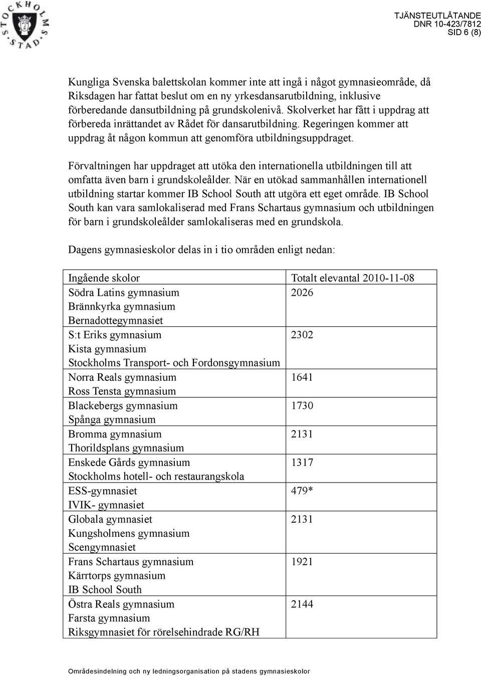 Förvaltningen har uppdraget att utöka den internationella utbildningen till att omfatta även barn i grundskoleålder.