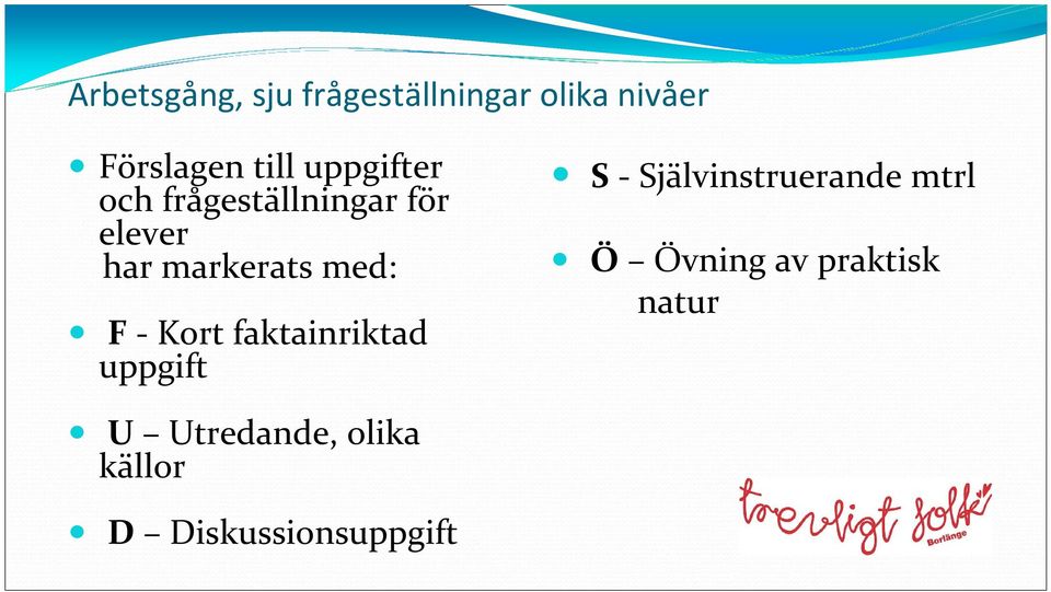 - Kort faktainriktad uppgift U Utredande, olika källor D