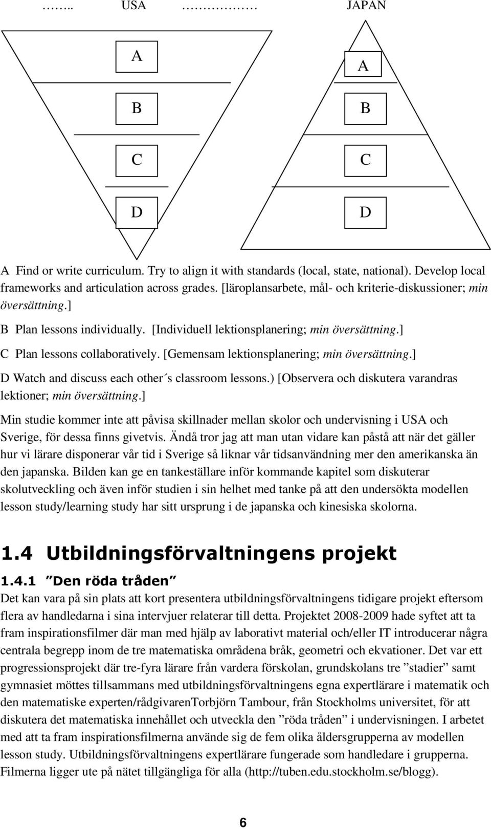 [Gemensam lektionsplanering; min översättning.] D Watch and discuss each other s classroom lessons.) [Observera och diskutera varandras lektioner; min översättning.