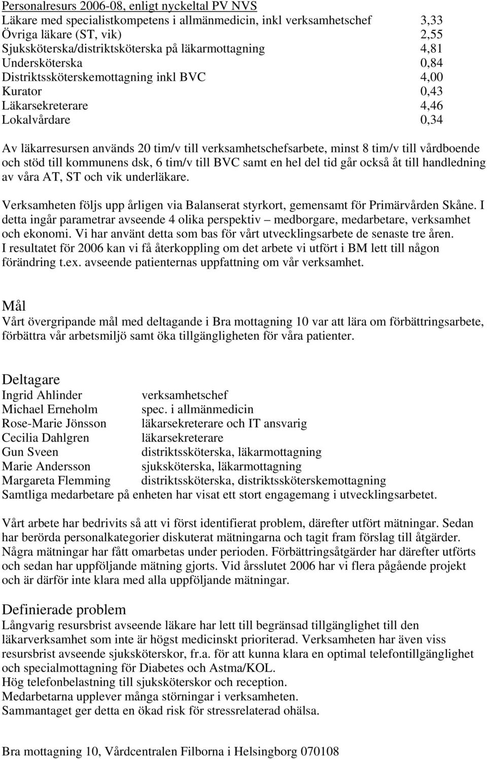 minst 8 tim/v till vårdboende och stöd till kommunens dsk, 6 tim/v till BVC samt en hel del tid går också åt till handledning av våra AT, ST och vik underläkare.