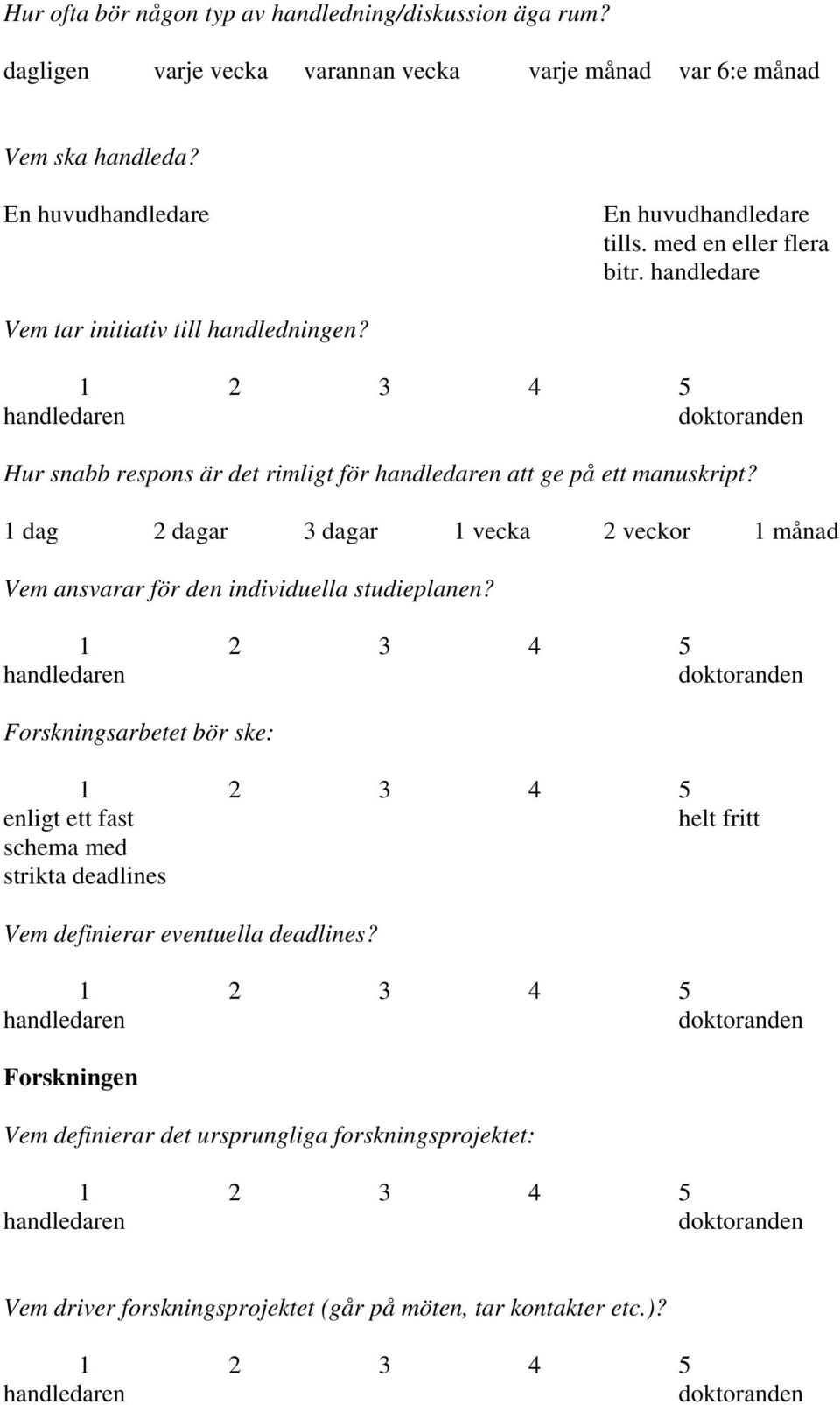 Hur snabb respons är det rimligt för att ge på ett manuskript? 1 dag 2 dagar 3 dagar 1 vecka 2 veckor 1 månad Vem ansvarar för den individuella studieplanen?