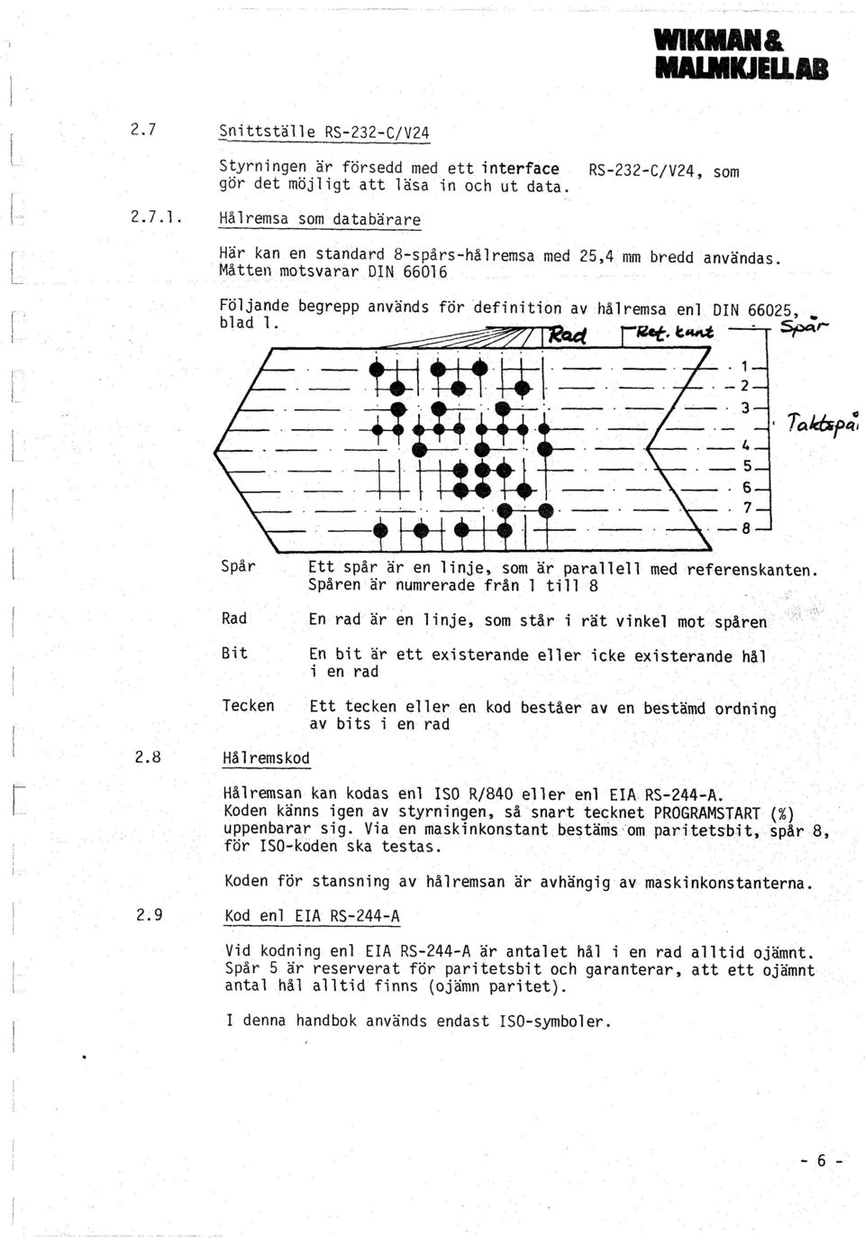 i Fbljande begrepp anvands for definition av halremsa enl DIN 66025, blad 1. _ - rp#e. -J 1 Spar /- - 2-3- 44dtm =1 tltiwif Ett spar ar en linje, som ar parallel! med referenskanten.