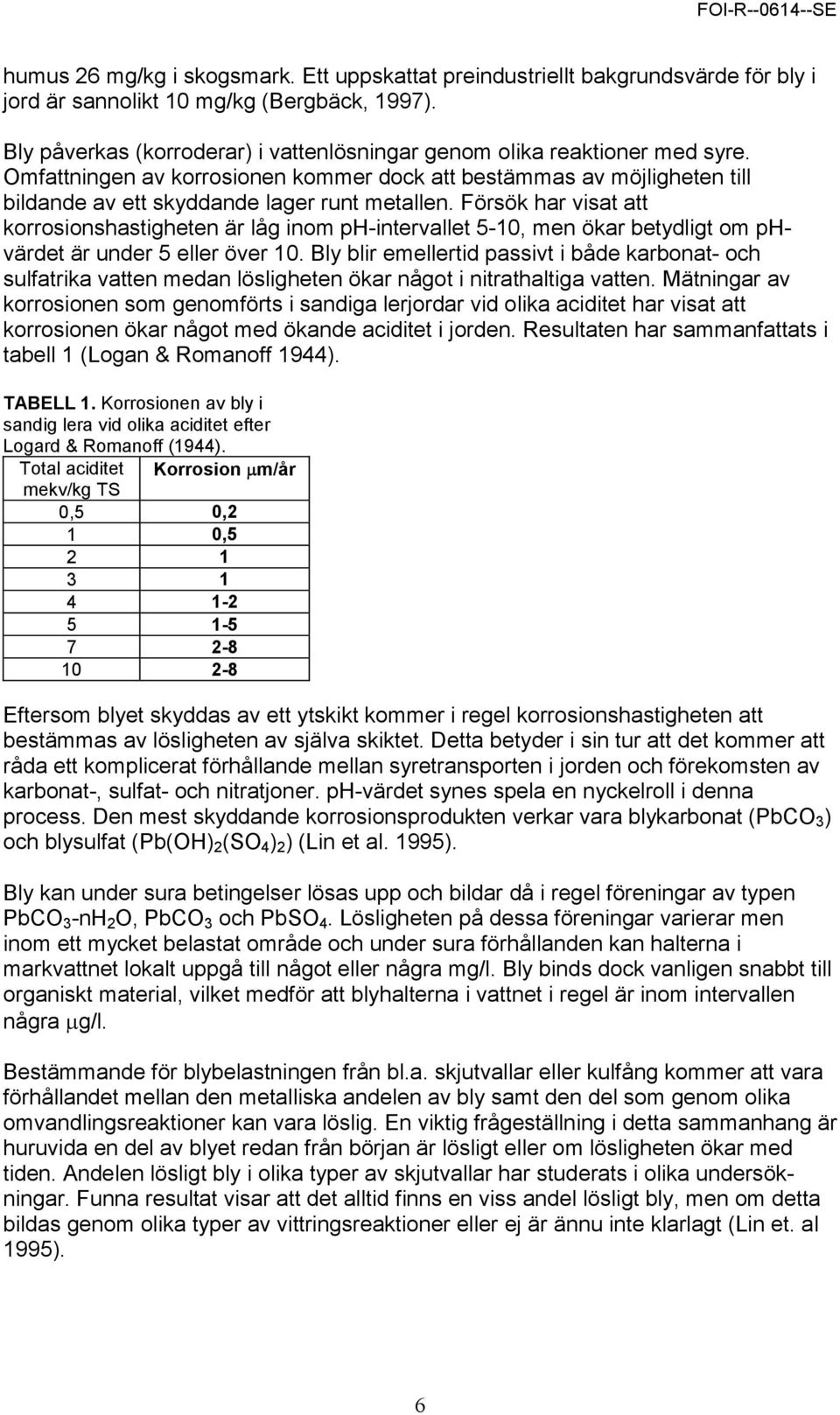 Försök har visat att korrosionshastigheten är låg inom ph-intervallet 5-10, men ökar betydligt om phvärdet är under 5 eller över 10.