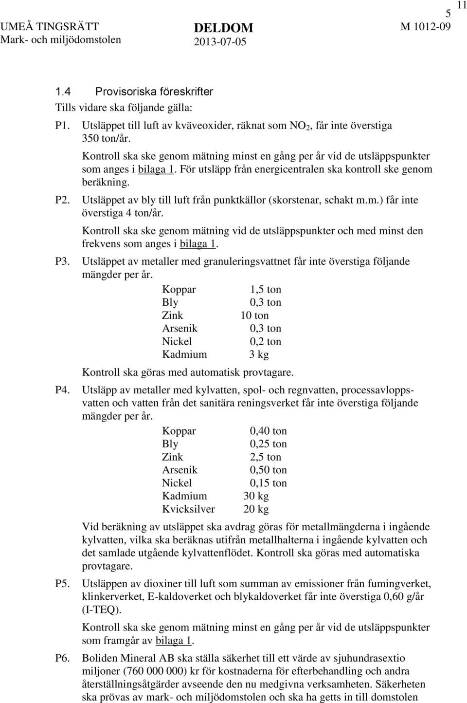 Utsläppet av bly till luft från punktkällor (skorstenar, schakt m.m.) får inte överstiga 4 ton/år.