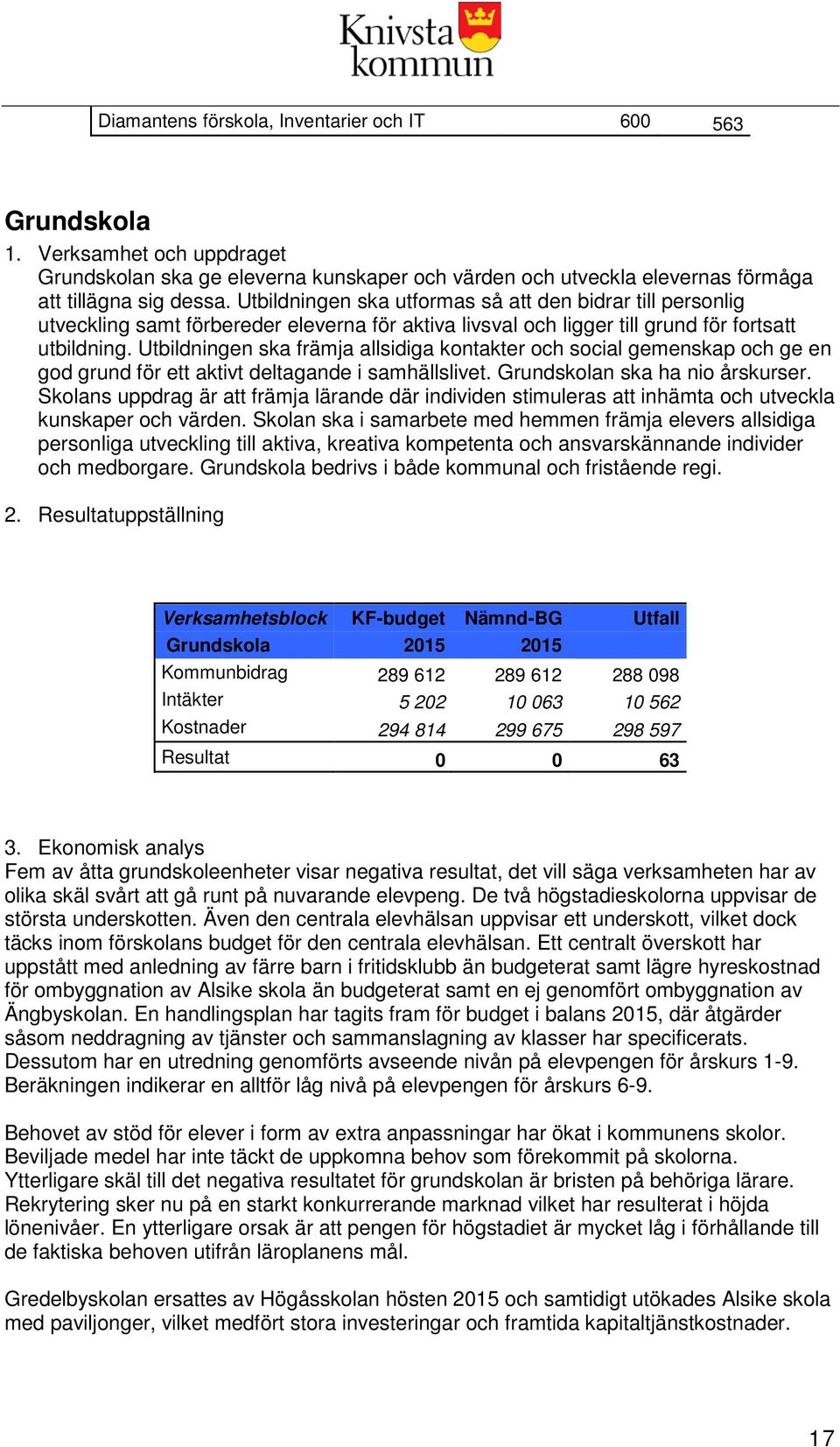 Utbildningen ska främja allsidiga kontakter och social gemenskap och ge en god grund för ett aktivt deltagande i samhällslivet. Grundskolan ska ha nio årskurser.