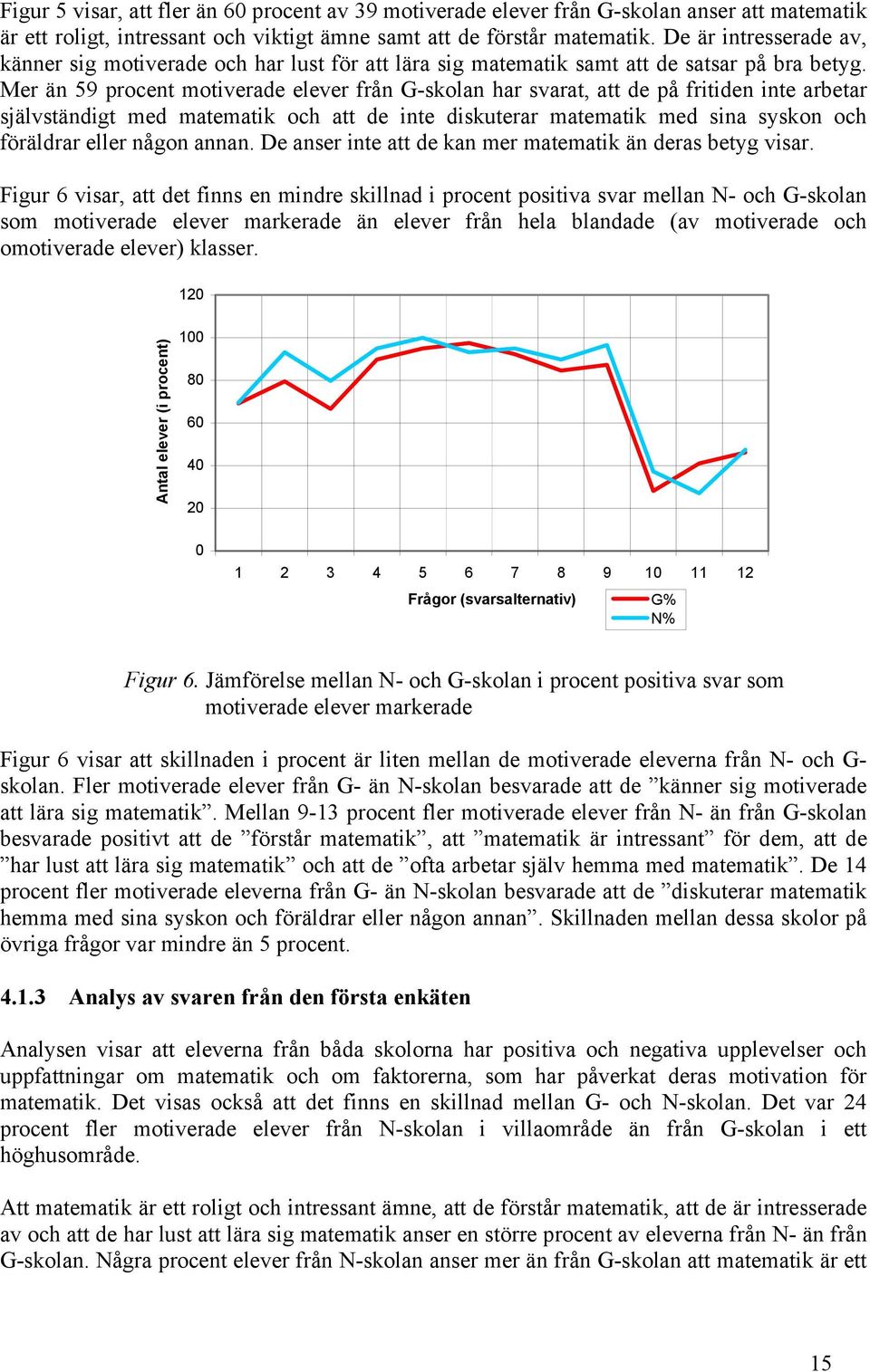 Mer än 59 procent motiverade elever från G-skolan har svarat, att de på fritiden inte arbetar självständigt med matematik och att de inte diskuterar matematik med sina syskon och föräldrar eller