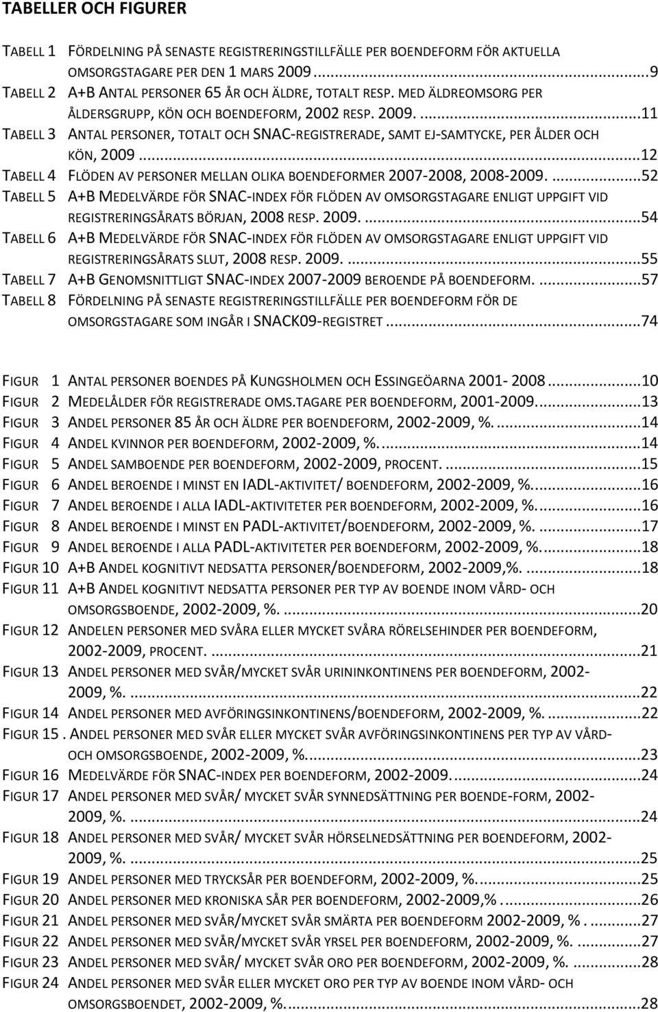 ..12 TABELL 4 FLÖDEN AV PERSONER MELLAN OLIKA BOENDEFORMER,....52 TABELL 5 A+B MEDELVÄRDE FÖR SNAC INDEX FÖR FLÖDEN AV OMSORGSTAGARE ENLIGT UPPGIFT VID REGISTRERINGSÅRATS BÖRJAN, RESP.