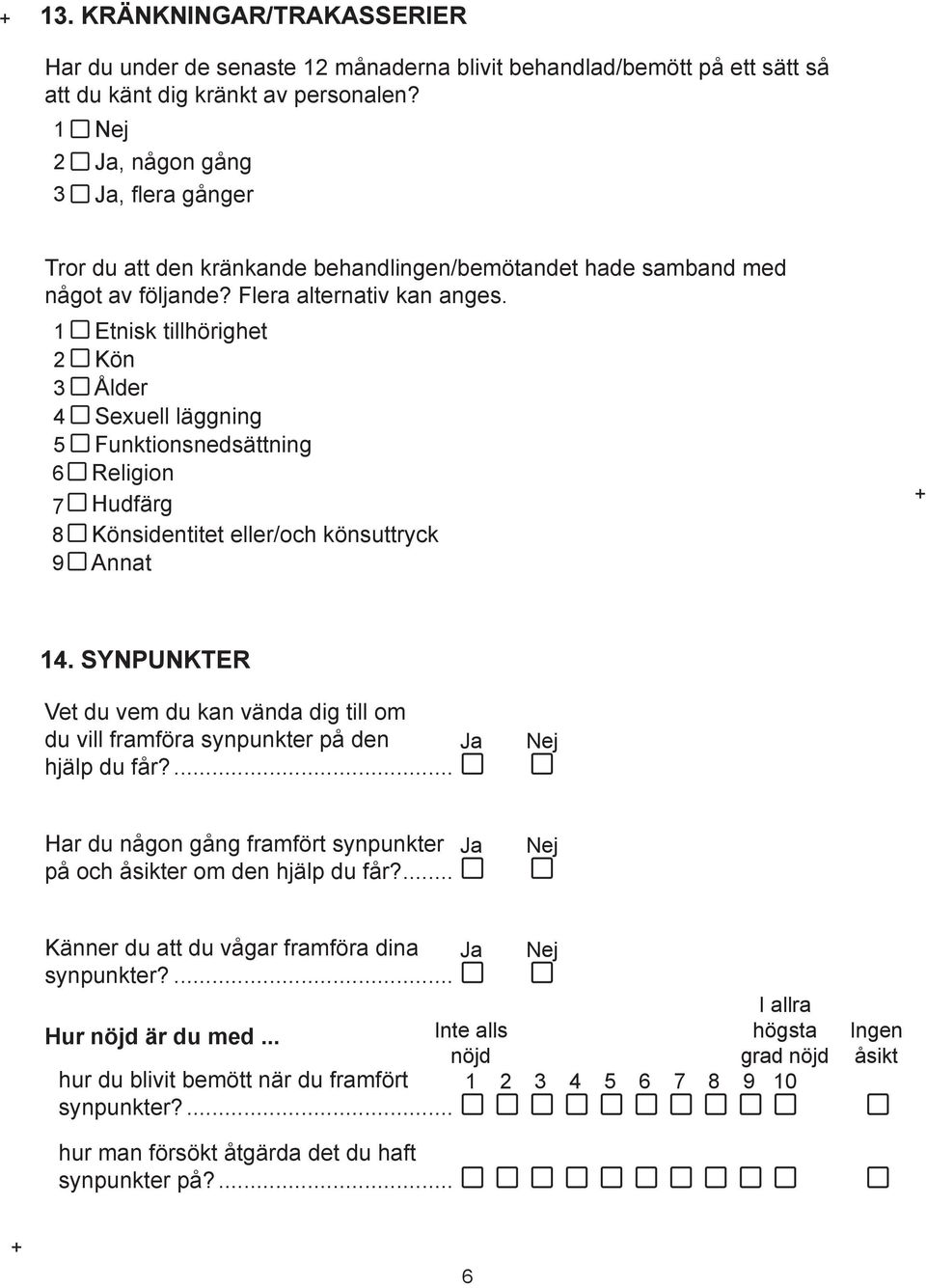 1 2 3 4 5 6 7 8 9 Etnisk tillhörighet Kön Ålder Sexuell läggning Funktionsnedsättning Religion Hudfärg Könsidentitet eller/och könsuttryck Annat 14.