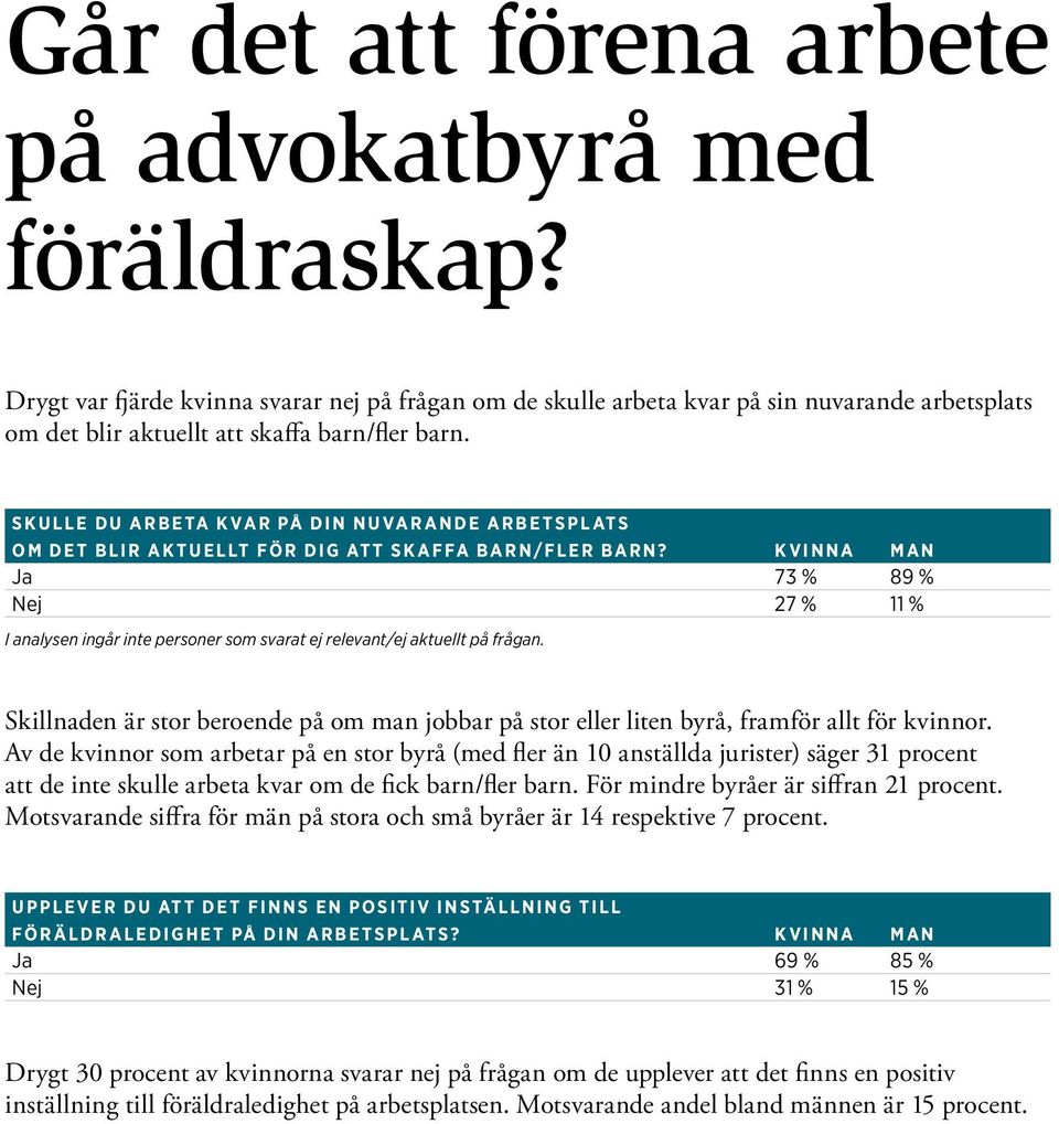 SKULLE DU ARBETA KVAR PÅ DIN NUVARANDE ARBETSPLATS OM DET BLIR AKTUELLT FÖR DIG ATT SKAFFA BARN/FLER BARN?