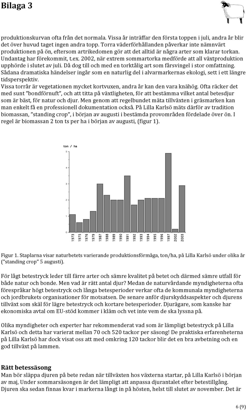 2002, när extrem sommartorka medförde att all växtproduktion upphörde i slutet av juli. Då dog till och med en torktålig art som fårsvingel i stor omfattning.