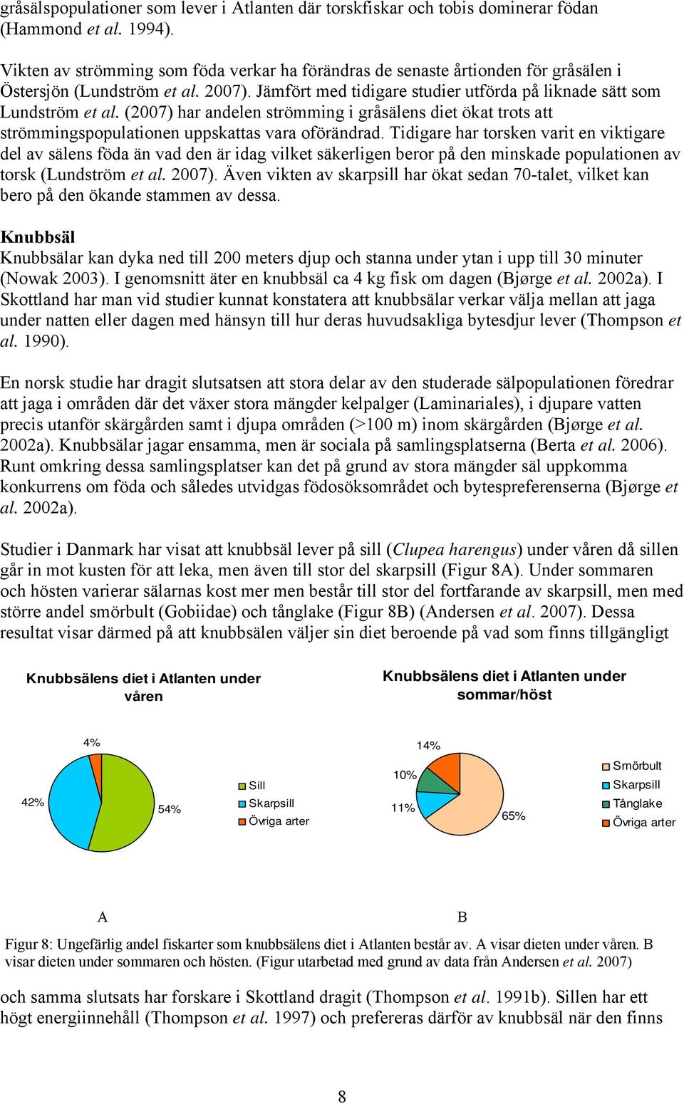 (2007) har andelen strömming i gråsälens diet ökat trots att strömmingspopulationen uppskattas vara oförändrad.