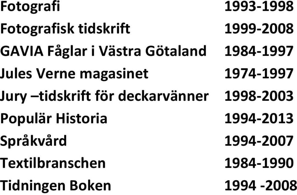 tidskrift för deckarvänner 1998-2003 Populär Historia 1994-2013