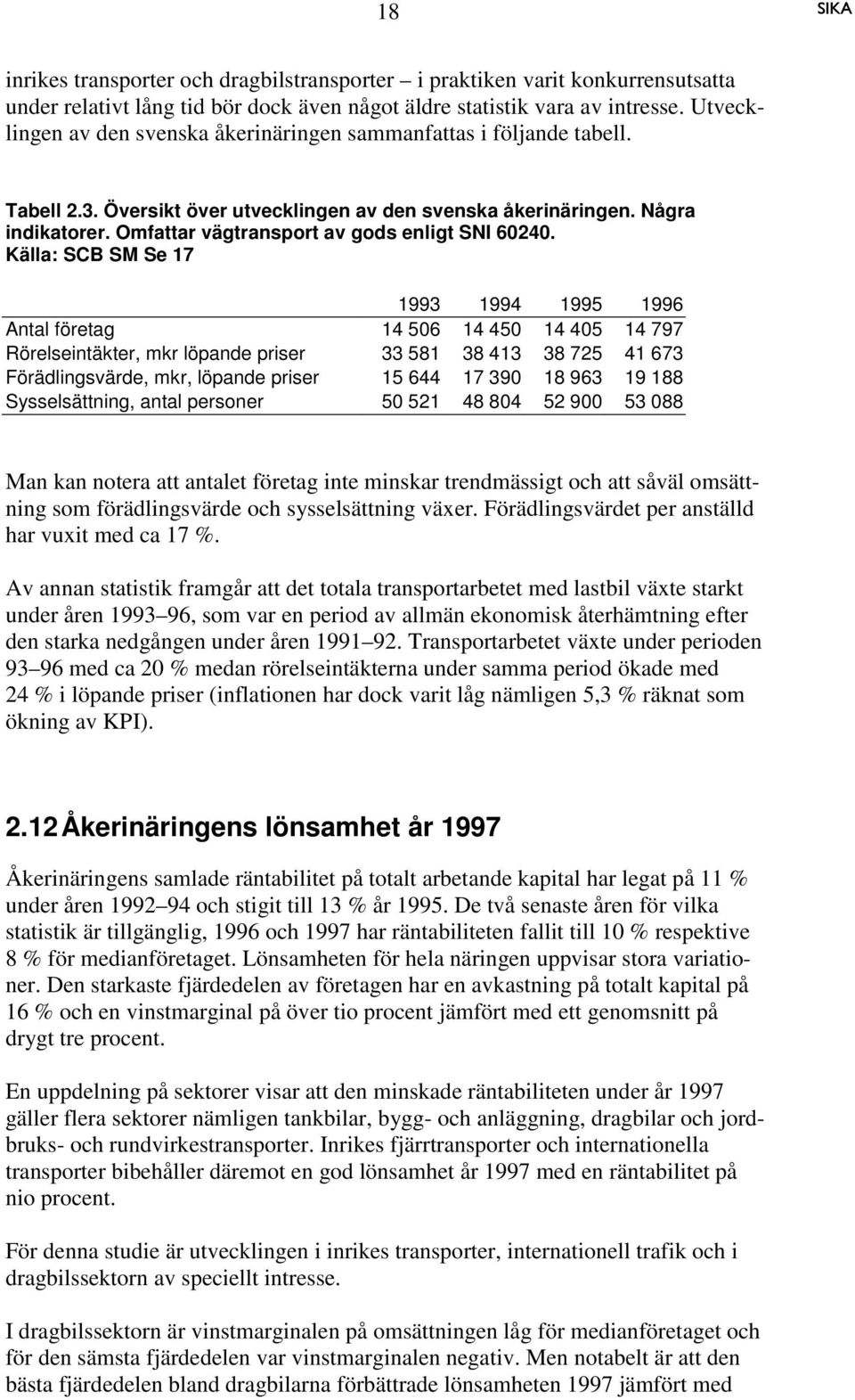 Omfattar vägtransport av gods enligt SNI 60240.