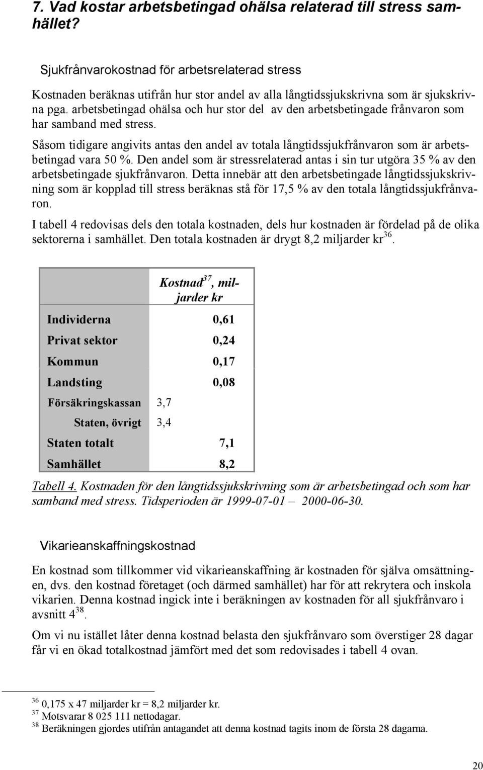 arbetsbetingad ohälsa och hur stor del av den arbetsbetingade frånvaron som har samband med stress.