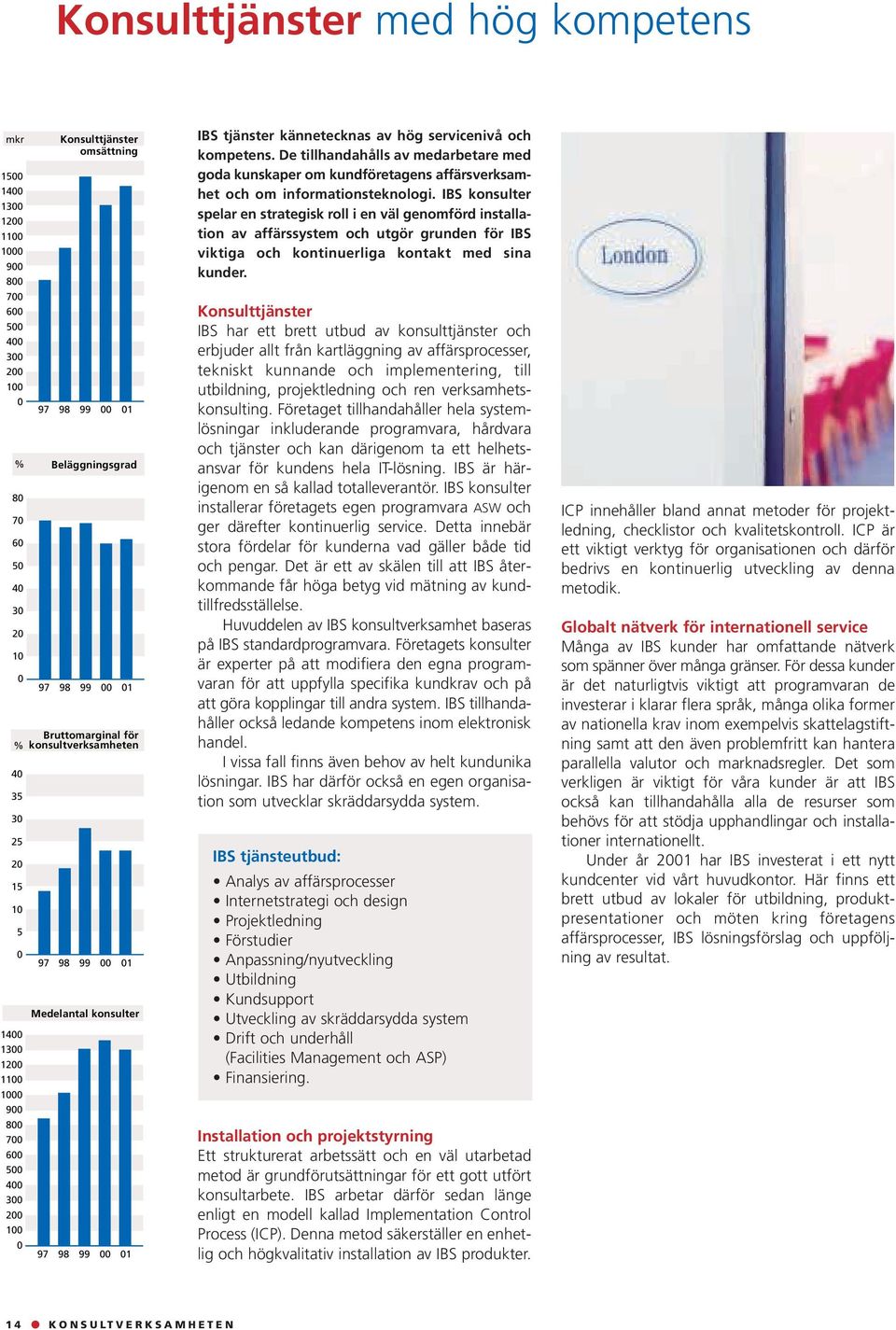 tjänster kännetecknas av hög servicenivå och kompetens. De tillhandahålls av medarbetare med goda kunskaper om kundföretagens affärsverksamhet och om informationsteknologi.