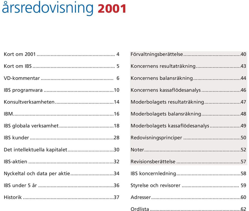 ..40 Koncernens resultaträkning...43 Koncernens balansräkning...44 Koncernens kassaflödesanalys...46 Moderbolagets resultaträkning...47 Moderbolagets balansräkning.