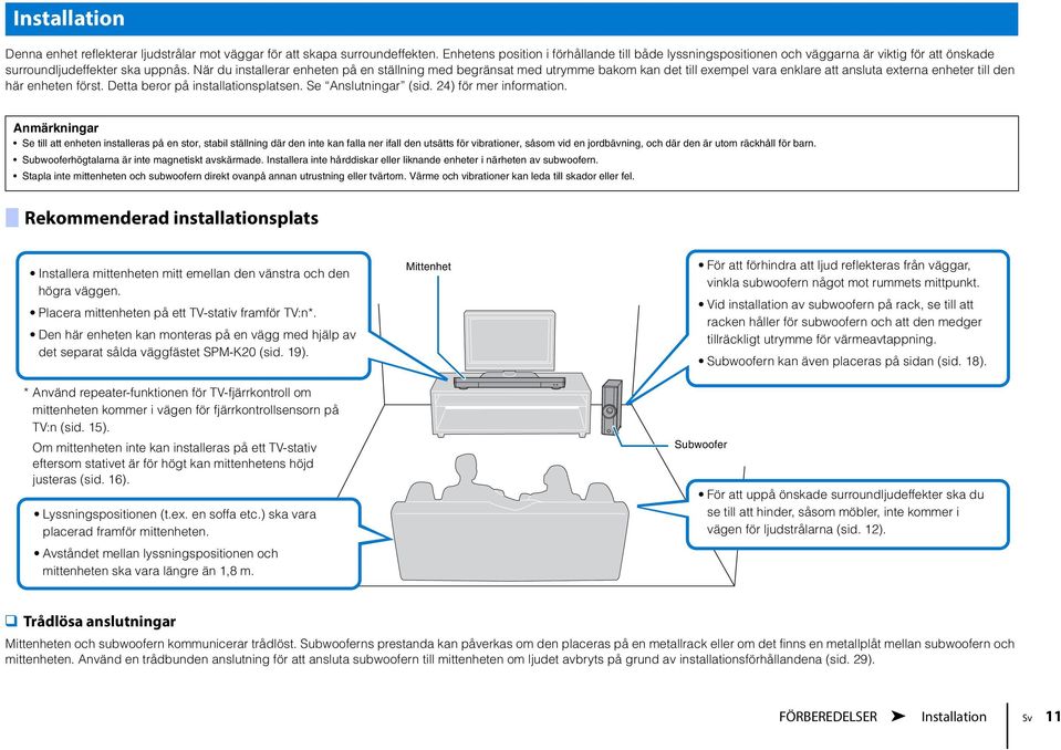 När du installerar enheten på en ställning med begränsat med utrymme bakom kan det till exempel vara enklare att ansluta externa enheter till den här enheten först.