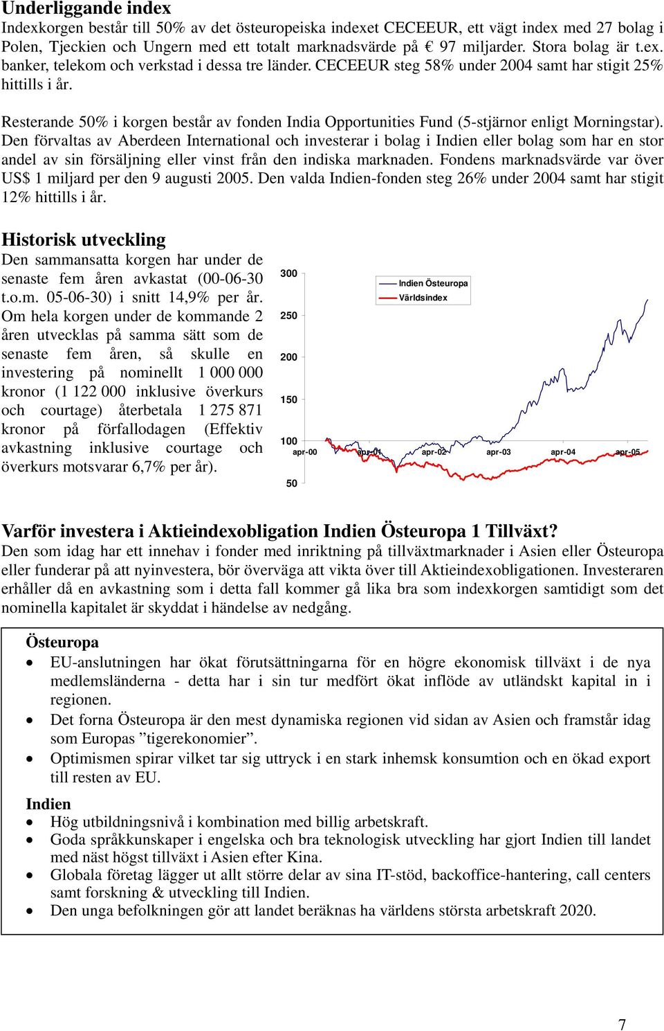 Resterande 50% i korgen består av fonden India Opportunities Fund (5-stjärnor enligt Morningstar).