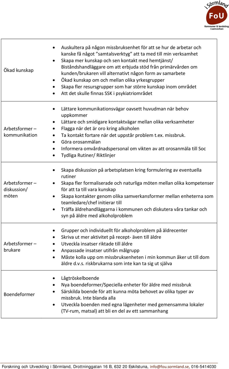 större kunskap inom området Att det skulle finnas SSK i psykiatriområdet kommunikation Lättare kommunikationsvägar oavsett huvudman när behov uppkommer Lättare och smidigare kontaktvägar mellan olika