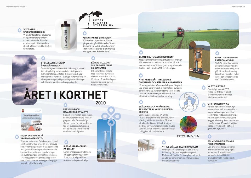 PETER STAHRES STIPENDIUM 2010 delas stipendiet ut första gången, det går till Godecke-Tobias Bleckens vid Luleå Tekniska universitet och hans bidrag Biofiltrering av dagvatten Rain Gardens.