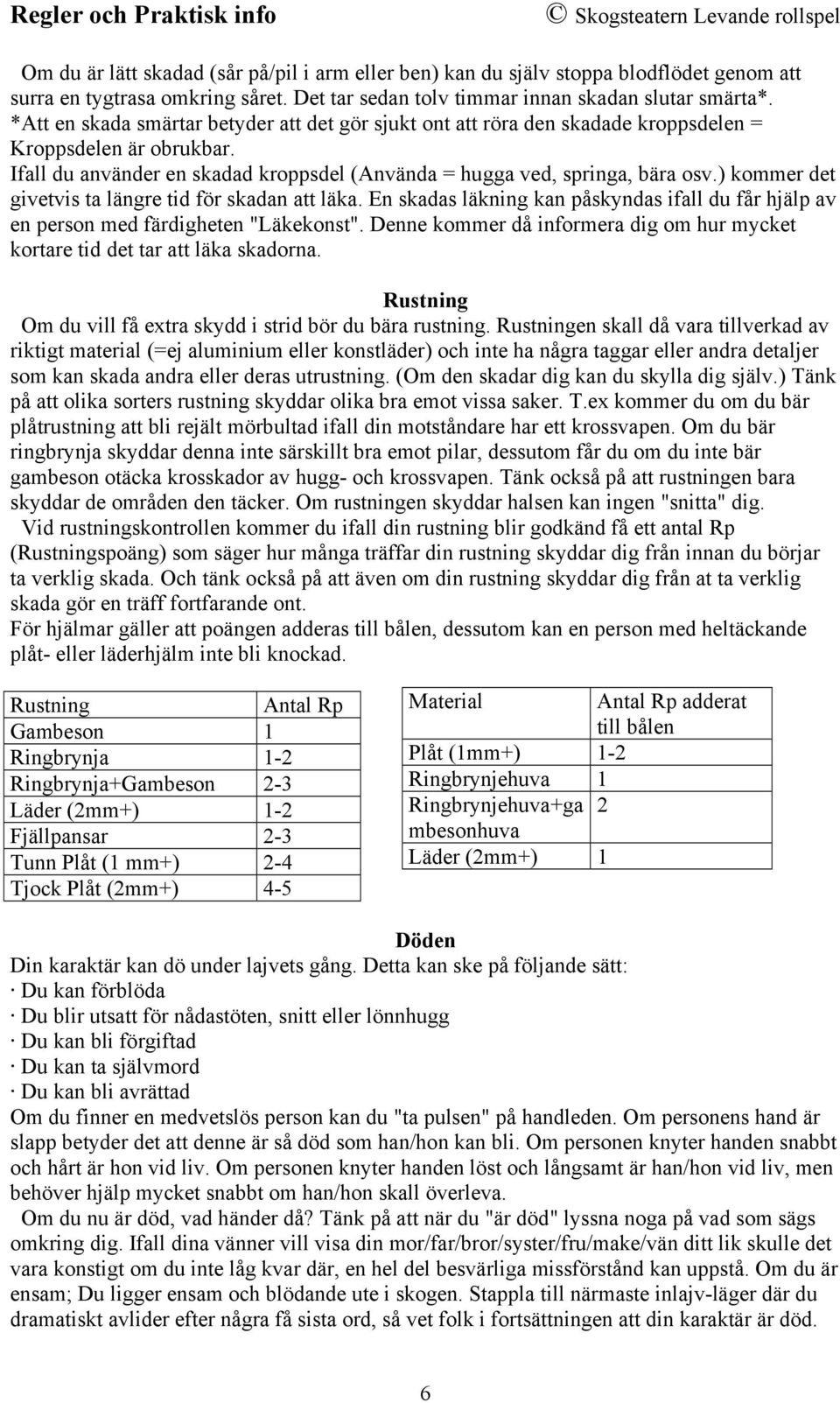 ) kommer det givetvis ta längre tid för skadan att läka. En skadas läkning kan påskyndas ifall du får hjälp av en person med färdigheten "Läkekonst".