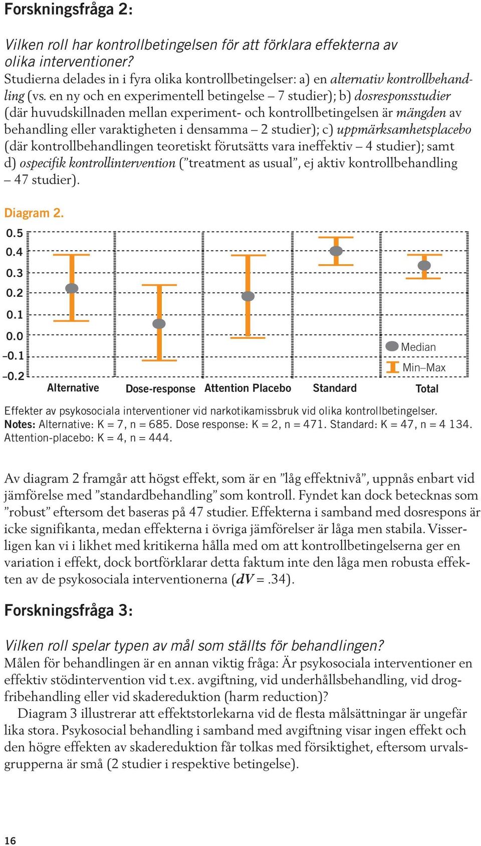 en ny och en experimentell betingelse 7 studier); b) dosresponsstudier (där huvudskillnaden mellan experiment- och kontrollbetingelsen är mängden av behandling eller varaktigheten i densamma 2