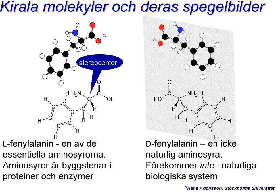 Aminosyror är byggstenar i proteiner och enzymer 2 D-fenylalanin en