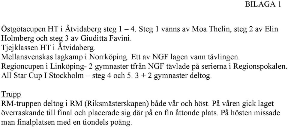 Regioncupen i Linköping- 2 gymnaster tfrån NGF tävlade på serierna i Regionspokalen. All Star Cup I Stockholm steg 4 och 5.